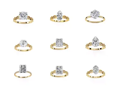 Diamond Style Gold Ring  3DM  STL Jewelry Design Files 3D print model