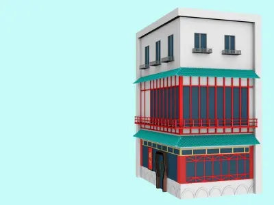 3D model of  Chinese restaurant 3D printing Low-poly 3D model