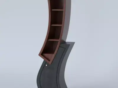 Cupboard bookcase with curved shape 3D model