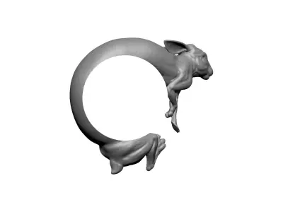 modern art ring hare rubbit bunny 3D print model