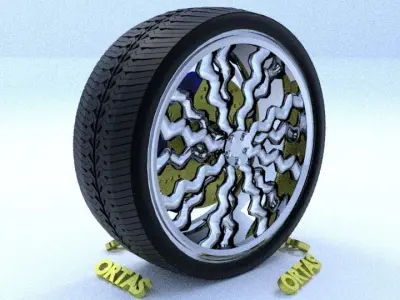 ORTAS CAR RIM 11 AND 12 GAME READY RIM TIRE AND DISC 3D Model Pack
