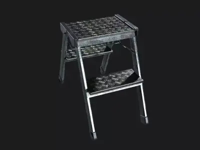 Stepladder metal step stool Low-poly 3D model