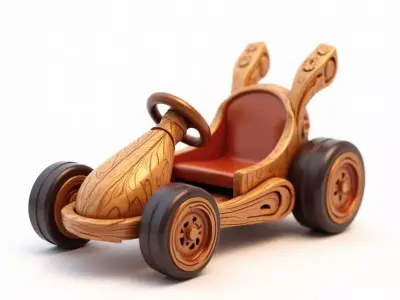 Rustic Wooden Go-Kart 3D Model Low-poly 3D model