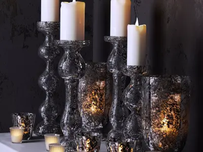 Set-144 glass candle holders 3D model
