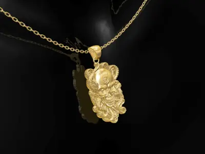 Octopus Skull pendant jewelry gold 3D print model