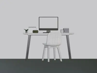 Workkspace desk and chair mockup 3D model