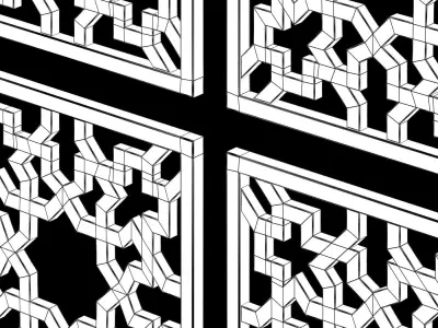 Arabic Islamic pattern decorative gold plaster 3D model