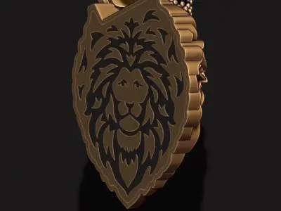 Leon pendant with diamonds and crown  028 3D print model