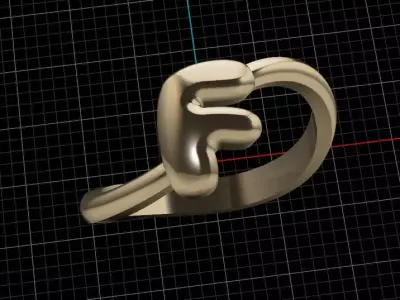 F alphabet baypass ring 3D print model