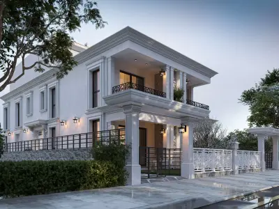Old view columned villa 3D model