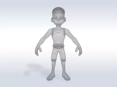 3D Cartoon character t pose muscle strong man sport gym Low-poly 3D model