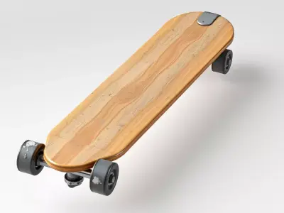 Realistic Wooden Longboard Skateboard Model Low-poly 3D model