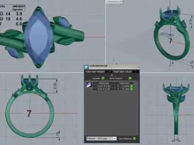 Marquise Engagement ring tulip style 3D print model
