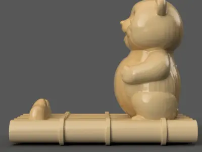 Cute smiled panda Phone Holder 3D print model