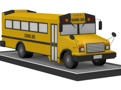 School Bus Low Poly Low-poly 3D model