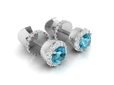 Earring E19 The luxury female earring with gems 3D print model