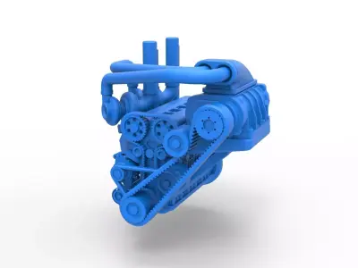 Twin turbo supercharged straight-six engine Scale 1 to 25 3D print model