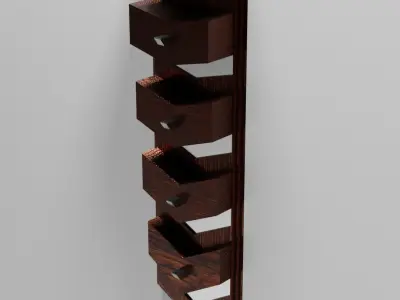 Clotheshanger wooden shelf with drawers Free 3D print model