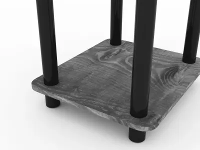 FURINNO Just 3-Tier End Table 1-Pack  French Oak Black Free low-poly 3D model