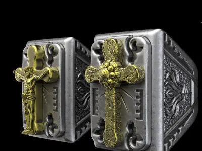 ring jewelry Jesus cross vol2  3D print model