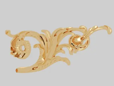 Classic 3D motifs inlaid with gold frame 3D model