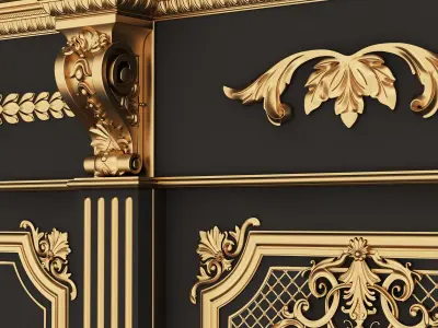 Boiserie Classic Panels and Decorative Crafts Wood 01 Low-poly 3D model