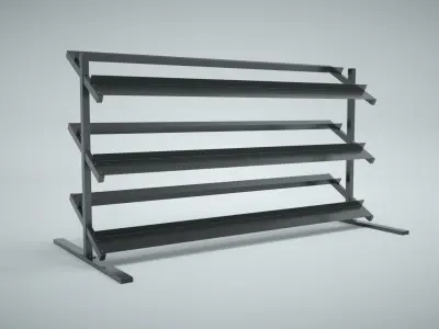 Hex Dumbbell Set and Rack Low-poly 3D model