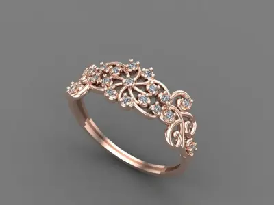 Women Ring Diamond Stone STL 3DM Lightweight Printable 3D print model 72