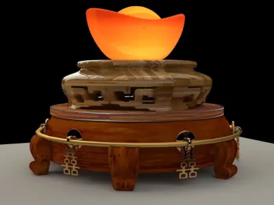 Chinese Gold Ingot  3D model 7