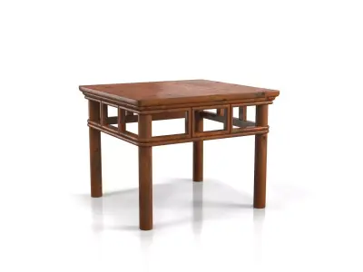 Chinese Elmwood Table with Pierced Apron 3D model