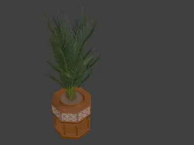 Palm wooden pot Titanic era 3D model