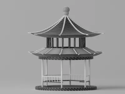 Cartoon Chinese Pavilion 2 3D model