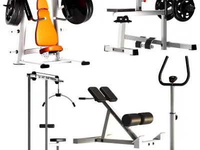  Gym Equipment Low-poly 3D model