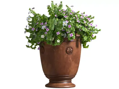 A flower bed in a classic vase pot flowerpot for decoration 3D model