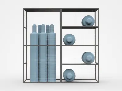Double Industrial Shelf Cabinet With Industry Parts 3D model