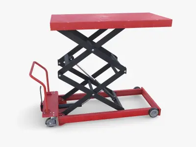 Scissor Lift Table Red Low-poly 3D model