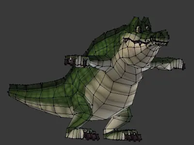 Crock cartoon  Low-poly 3D model