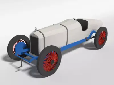 Low Poly Cartoon Duesenberg 3 Litre GP Racing Car 1921 Low-poly 3D model