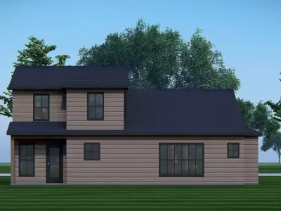 American Exterior House Design Classic Modern Country Home 3D model