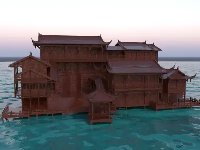 Chinese ancient house  3D model 41