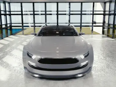 BLENDER EEVEE Brandless Sports GT coupe Low-poly 3D model