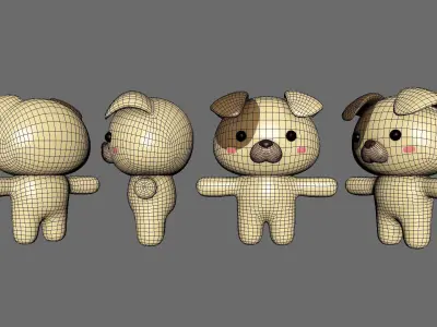 Chubby Dog Animated for Games Low-poly 3D model