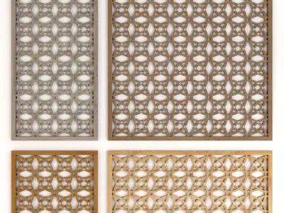 Wood Arabic Islamic pattern decorative grill screen 3D model purchase