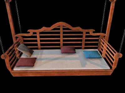 Wooden Swing Low-poly 3D model