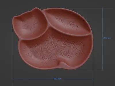 Decoration plate with cat design 3D print model