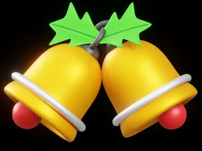 3D Christmas Bells Illustration Free low-poly 3D model