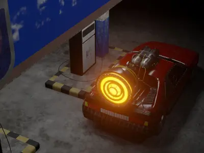 Pontiac Fiero rocket fast furious low poly Low-poly 3D model