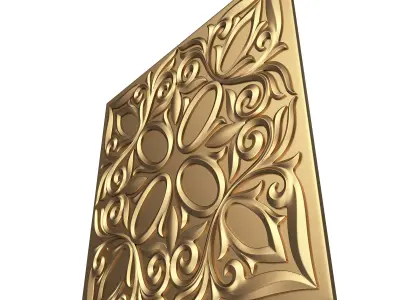 Carved Tile 01 Low-poly 3D model