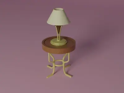 A small table with a lamp Low-poly 3D model