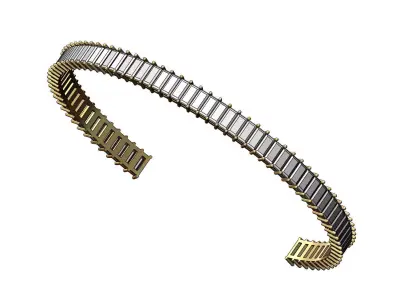 Diamond baguette cuff bracelet 3D print model